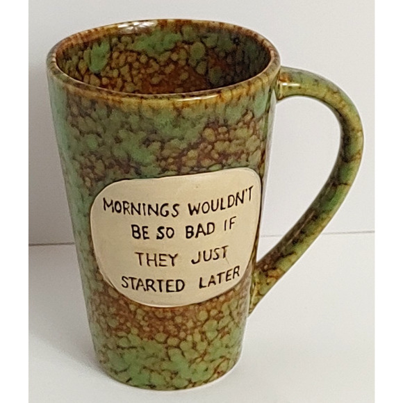 Green Brown Novelty Coffee Mug 20oz Mornings Would Be Better Funny Saying - Picture 1 of 8